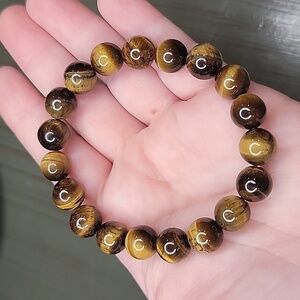 🎁 Hand Crafted Tigers Eye Natural Stone Stretch Bracelet NEW